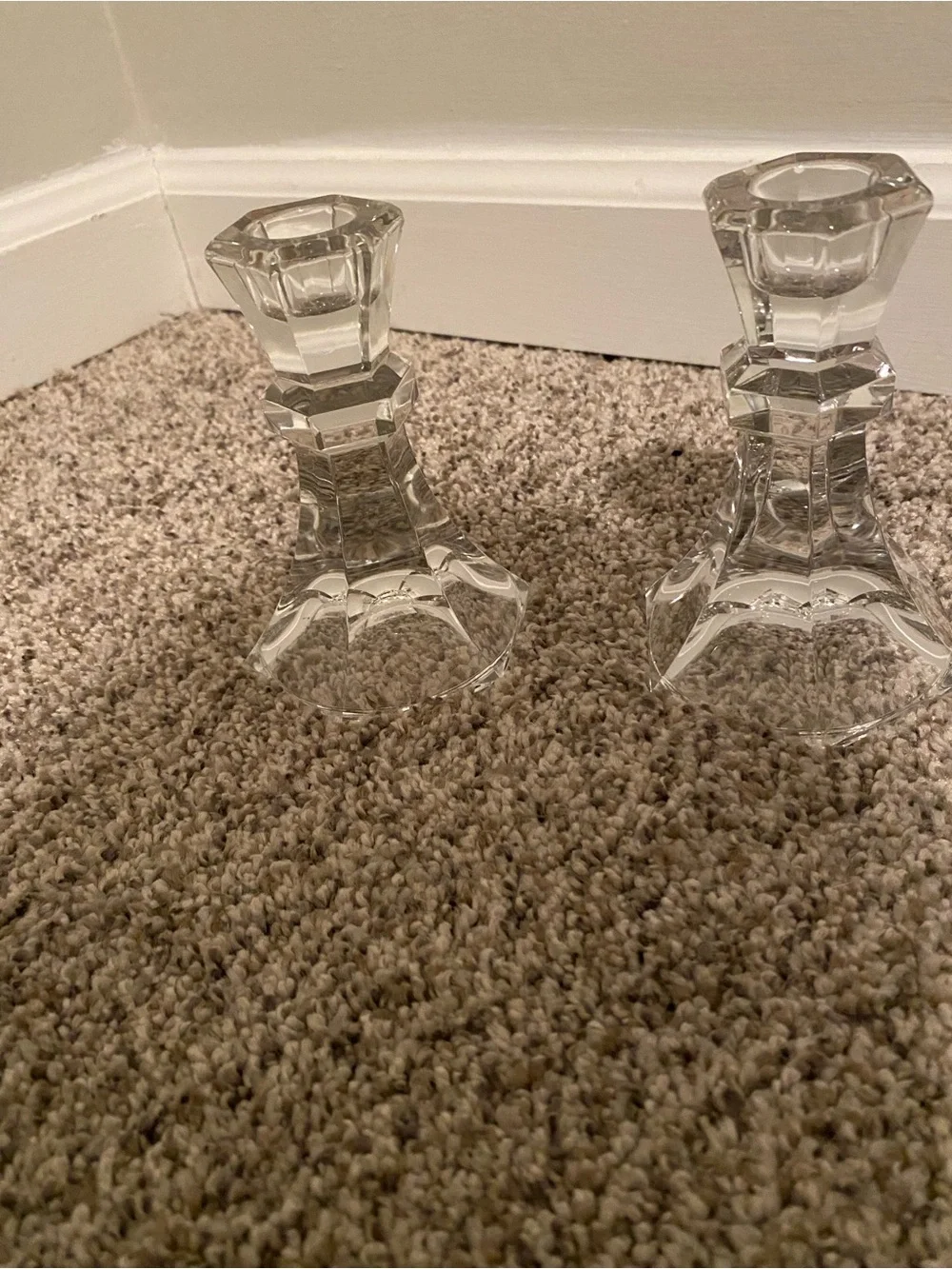 Clear Glass Candlestick Pair 2LB Weight